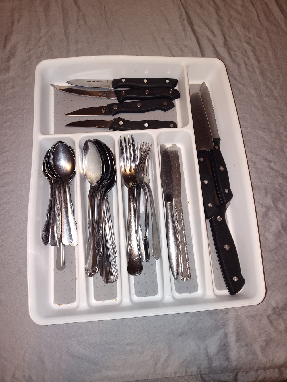 White Plastic Cutlery Tray Organizer - Home Dining